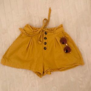 American Eagle Yellow Linen Shorts